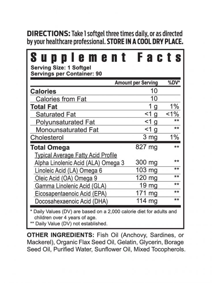 Ultimate EFA Plus™90 soft gels (Fish Oil, Flaxseed Oil And Borage Oil)